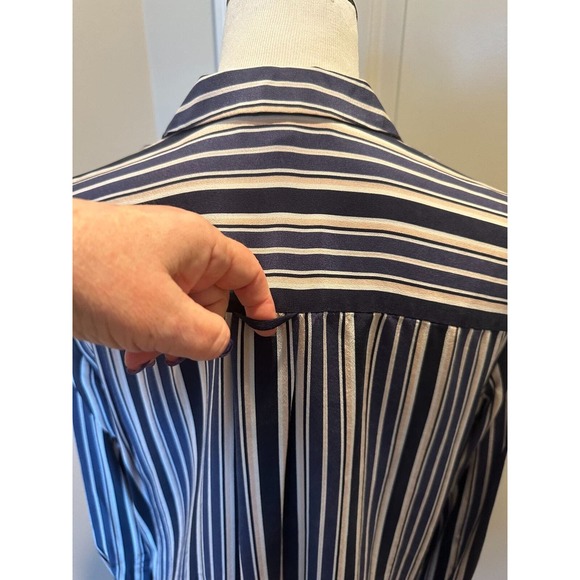 NWOT Lafayette 148 Navy Multi Color Long Sleeve shirt SZ L - Picture 7 of 9